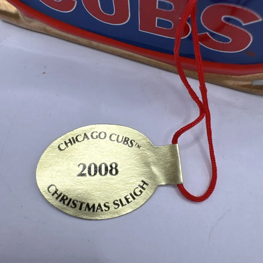 2008 Danbury Mint‎ Chicago Cubs Christmas Ornament w/Tag, Santa & Sleigh